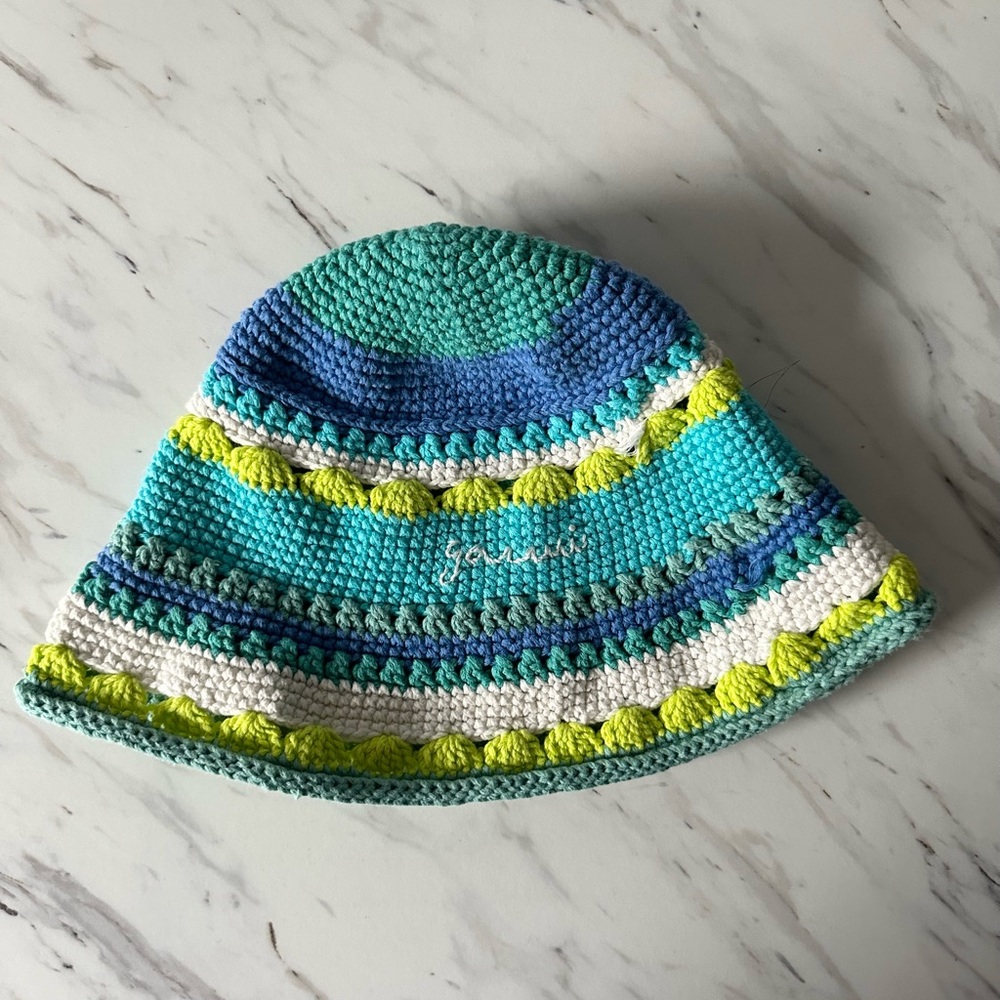 Ganni - Blue Crochet Bucket Hat